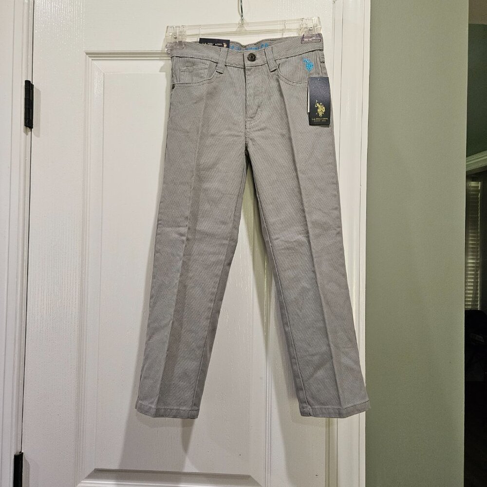 U.S. Polo Assn. Boy's Size 7 Gray Corduroy Slim Straight Leg Pants